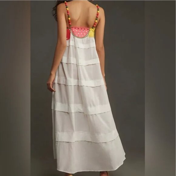 Farm Rio Pure White Fruits Richelieu Maxi Dress size XS - Picture 2 of 9